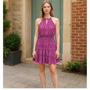 Ramy Brook hot pink Paisley Print Paris Blouson dress sz‎ SP